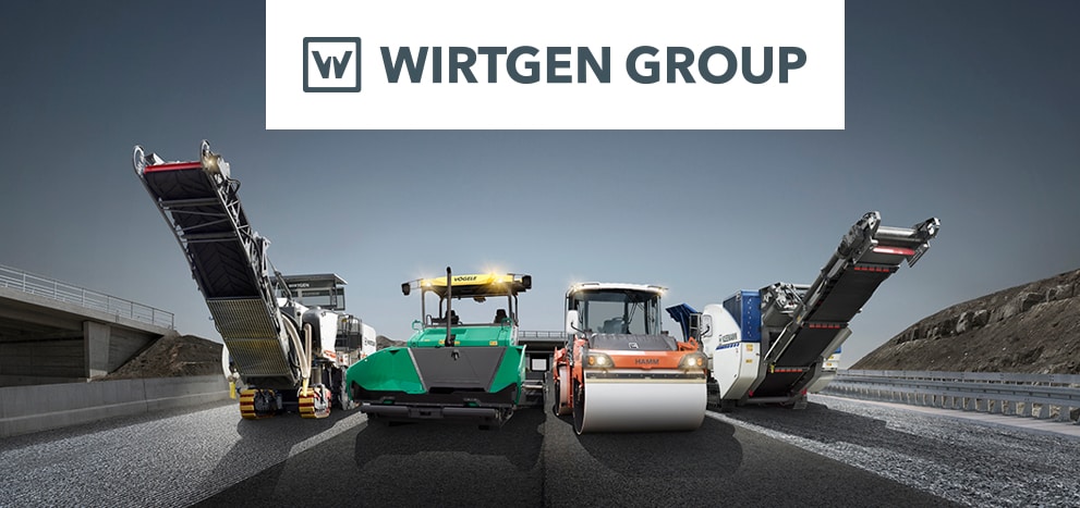 Lineup of Wirtgen machines on a road