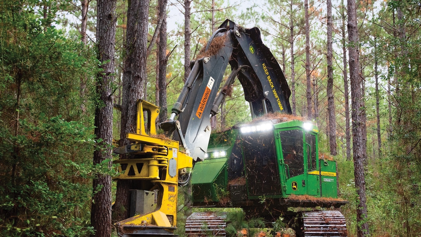 John Deere 853M Feller Buncher on a jobsite