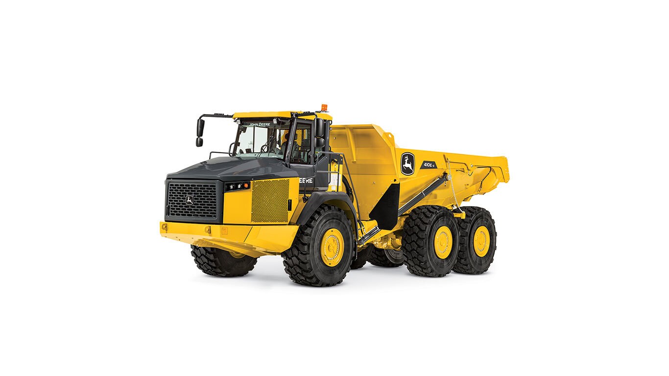 studio image of 410E-II articulated dump truck on white background