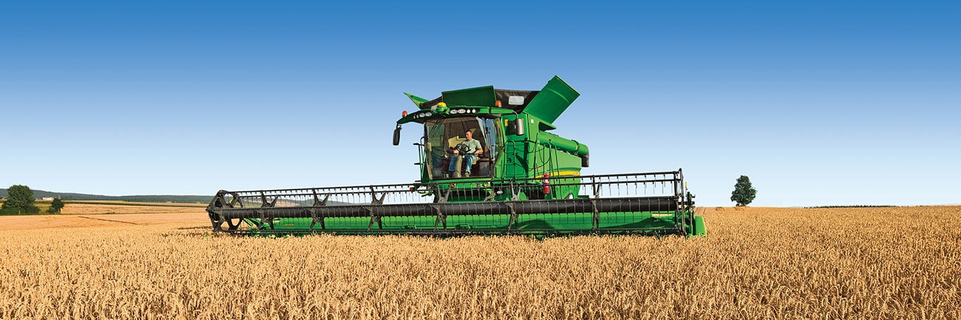 A combine works in a field