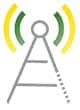 Radio tower icon with radio waves coming out from it