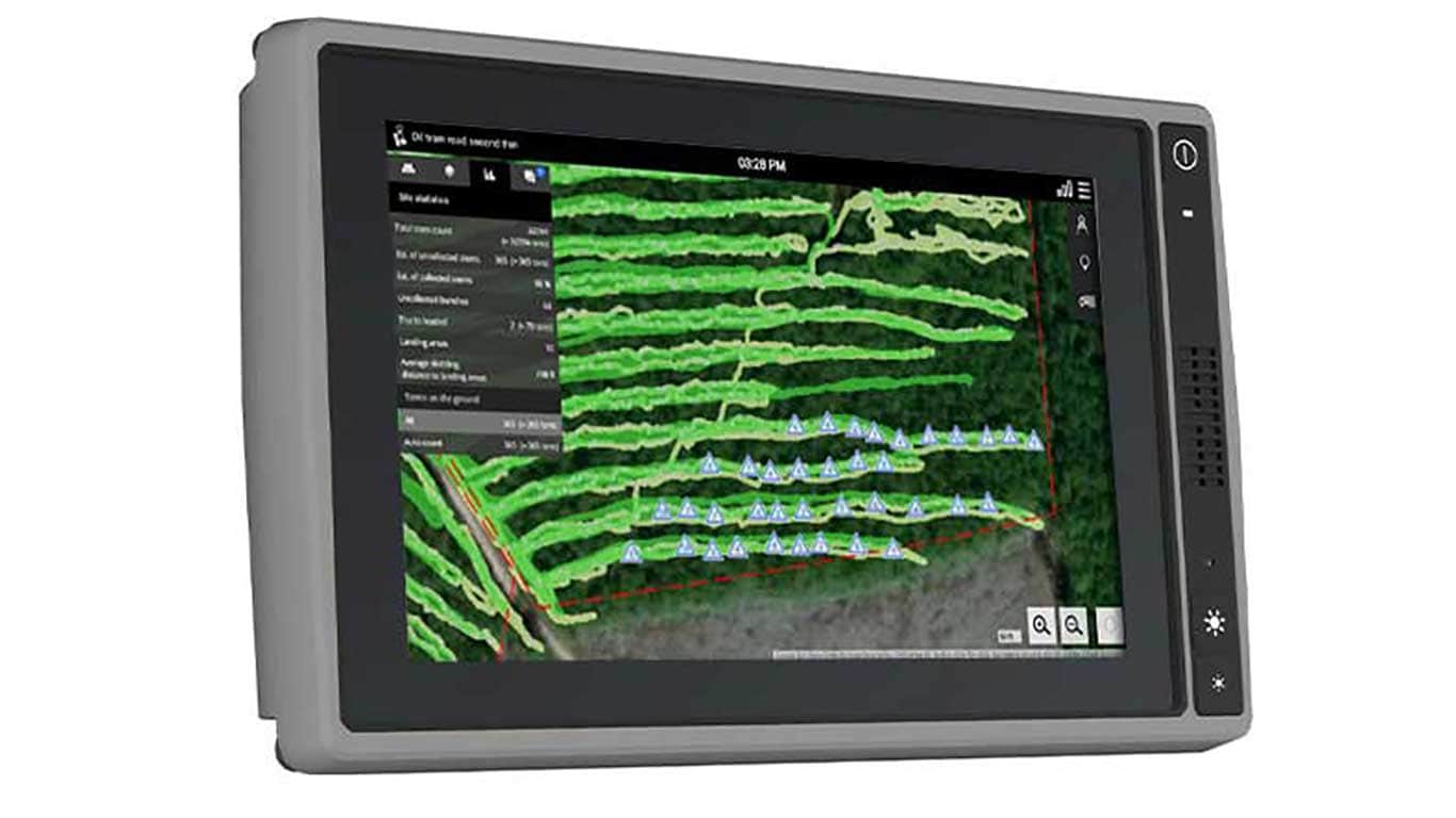 Screenshot of TimberMatic Maps program on a machine monitor