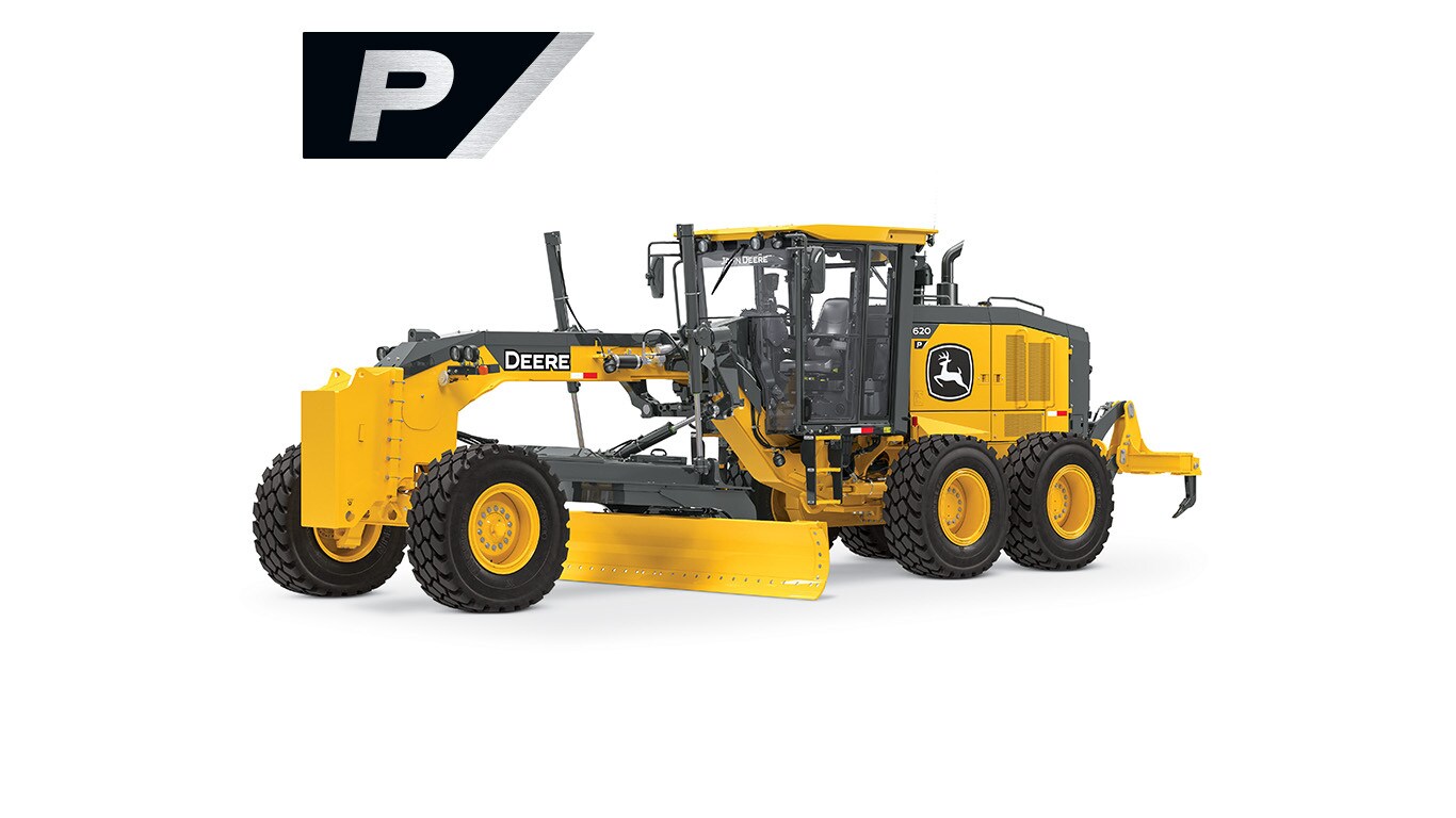 620 P-Tier Motor Grader on a white background