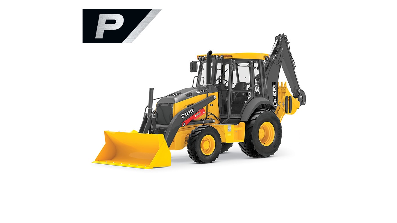 310P-Tier backhoe on a white background