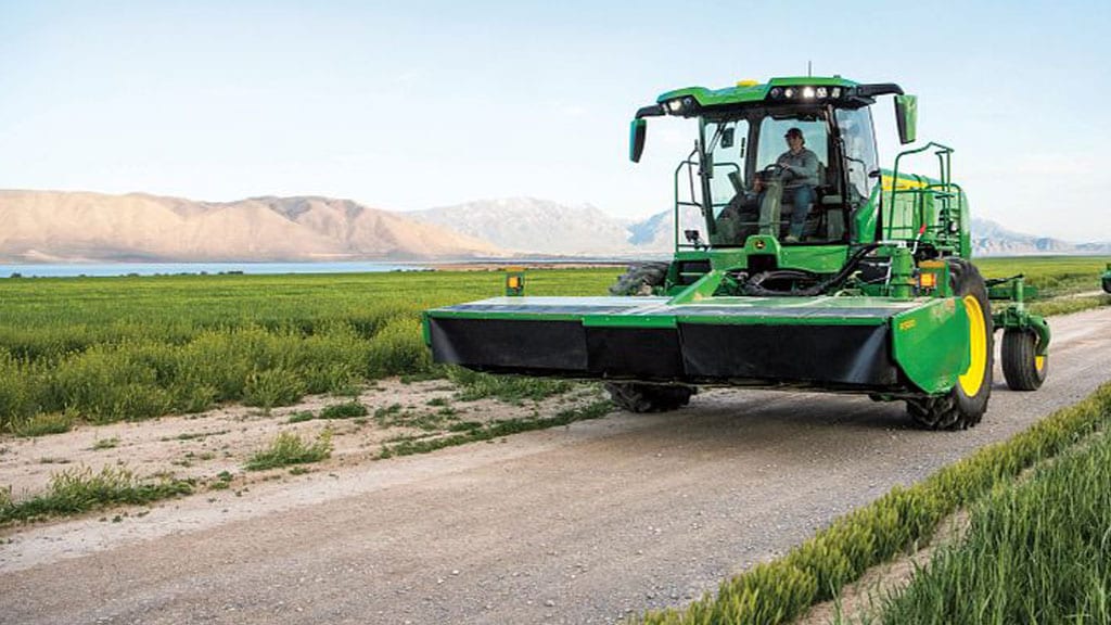Windrower transportation on a road