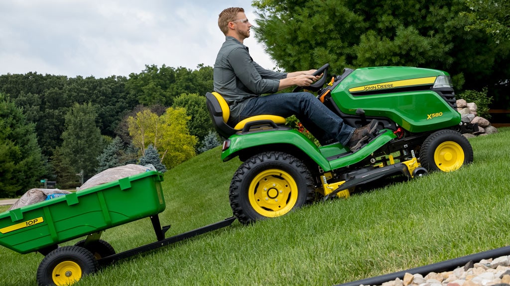 image of X500 image of lawn mower going up a hill