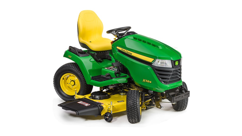 Three-quarter view of x584 lawn tractor